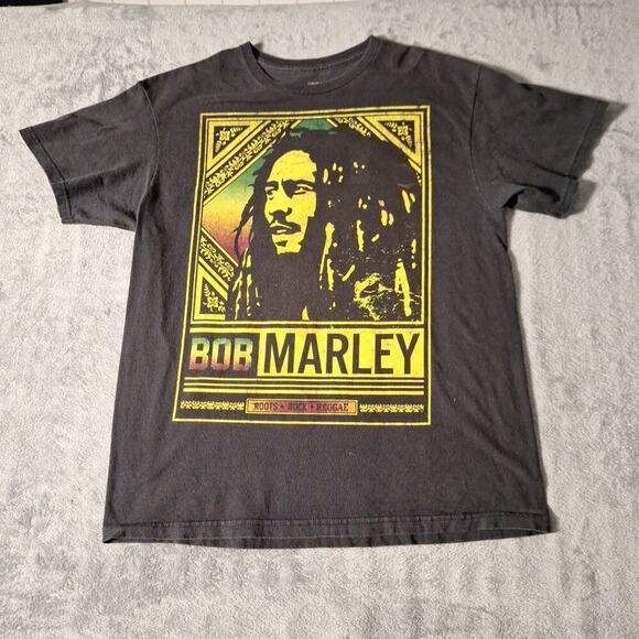 Vintage Y2K Bob Marley Roots Rock Reggae Size Large Black Cotton Short Sleeves - Picture 1 of 6